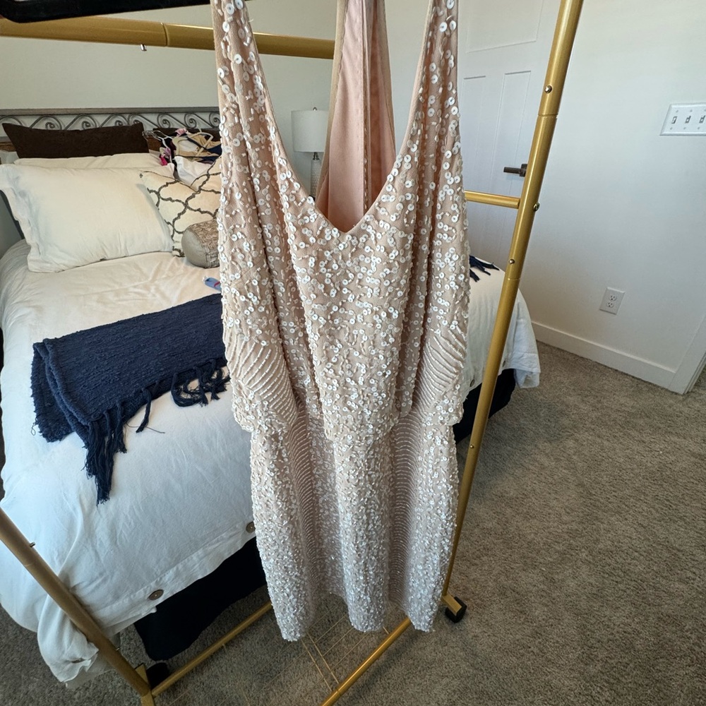 Gianni Bini Blush Sequin Embellished Cocktail Dress